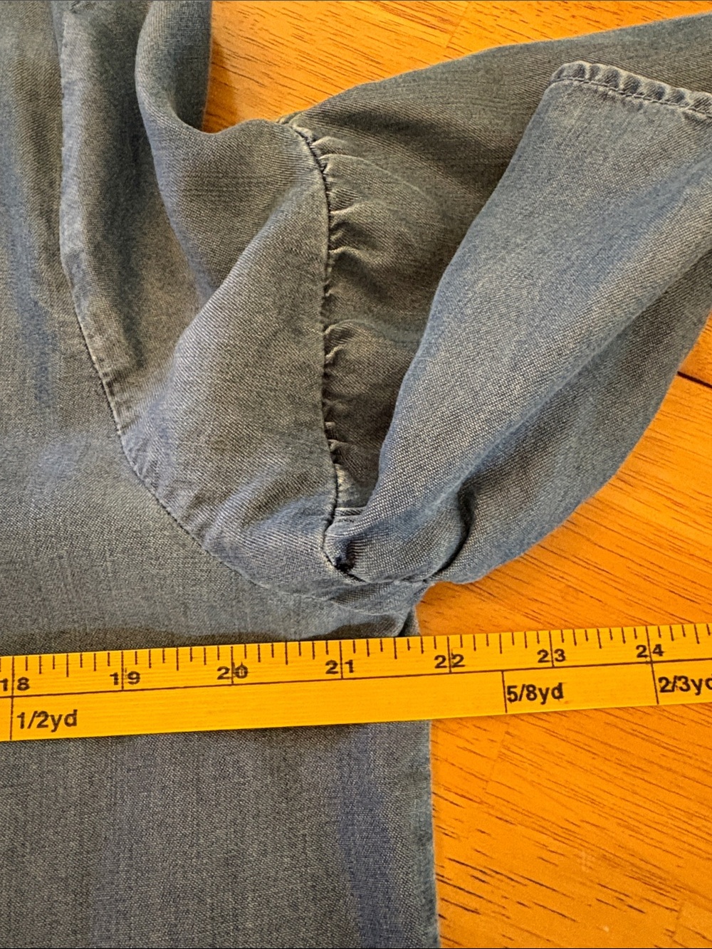 LOFT Blue Chambray Ruffle-Sleeve Tunic - Picture 9 of 12
